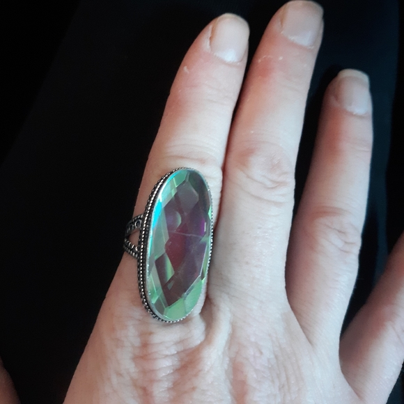 New Oversized Mercury Mystic Topaz 925 Silver Statement Ring. - Picture 4 of 8